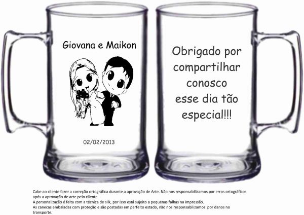 LEMBRANCINHA CANECAS PARA CASAMENTO 400 ML LUXO